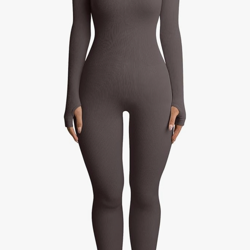 New Seamless Long Sleeve Shapewear Bodysuit - Brown